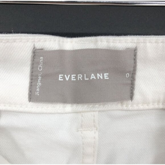 Everlane Women's Cropped Wide-Leg Short Jeans Size 0 White Denim Pants Old Money - Picture 3 of 7